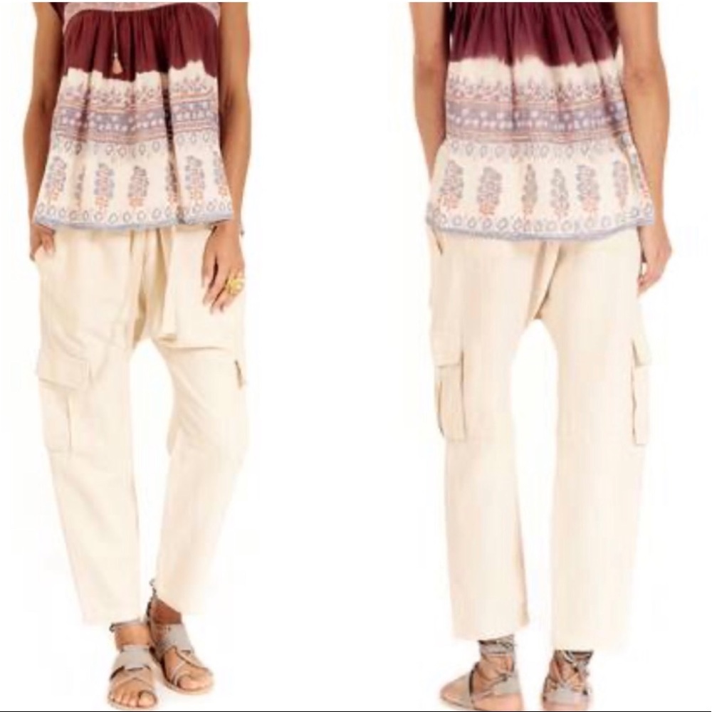 Ulla Johnson Army Linen Cargo Pants Tapioca| Size 4 | Paperbag Waist Utility